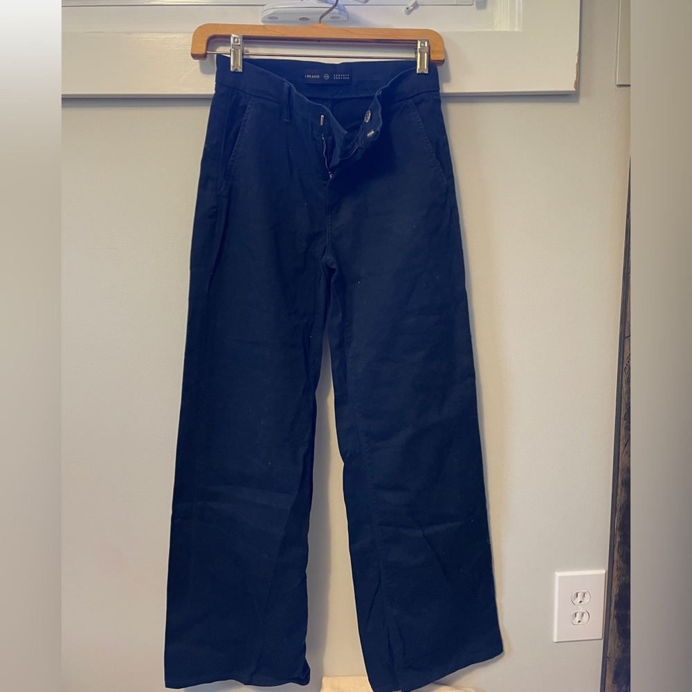 J Brand, Navy Twill Casual Twill Pants. Wide Leg and Flared